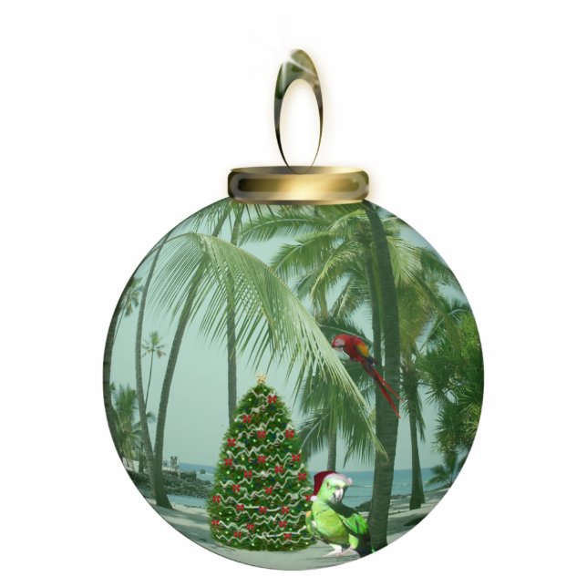 Tropical Bird Christmas Ornament (Front)