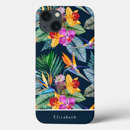 Tropical Bird Of Paradise And Orchid iPhone 13 Case