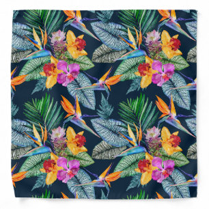 Tropical Bird Of Paradise And Orchid Pocket Square Bandana