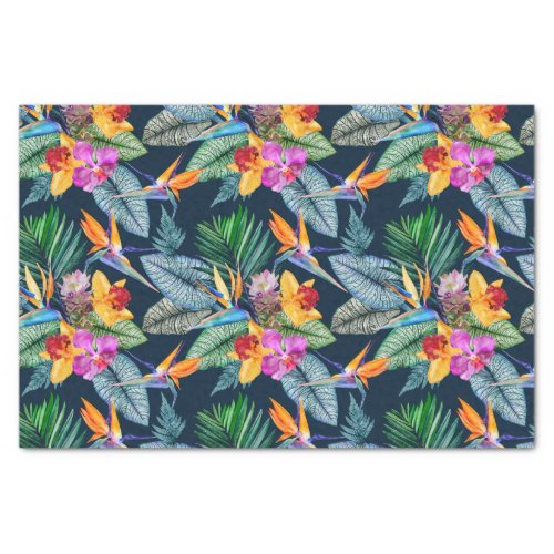Tropical Bird Of Paradise And Orchid Tissue Paper