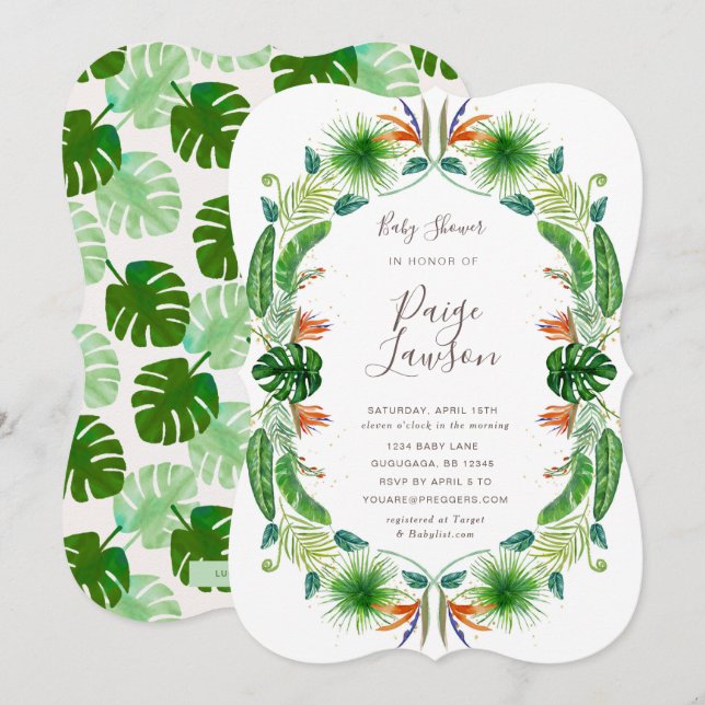 Tropical Bird of Paradise Baby Shower invitation (Front/Back)