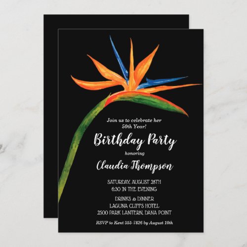 Tropical Bird of Paradise Birthday Invitations