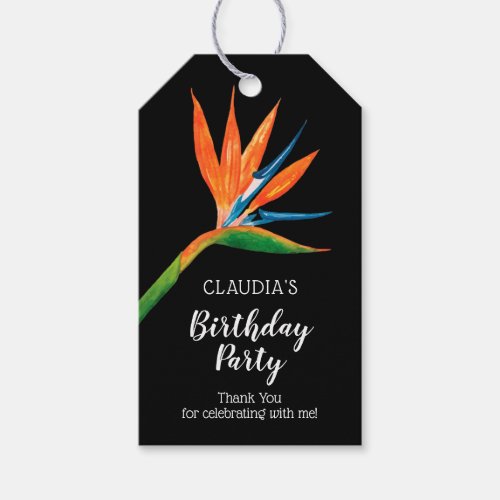 Tropical Bird of Paradise Birthday Party Thank You Gift Tags