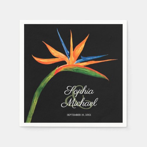 Tropical Bird of Paradise Botanical Wedding Napkins