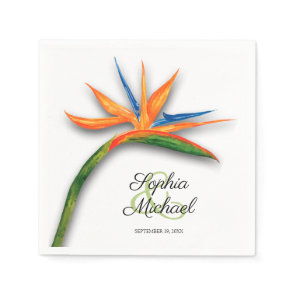Tropical Bird of Paradise Botanical Wedding Napkins