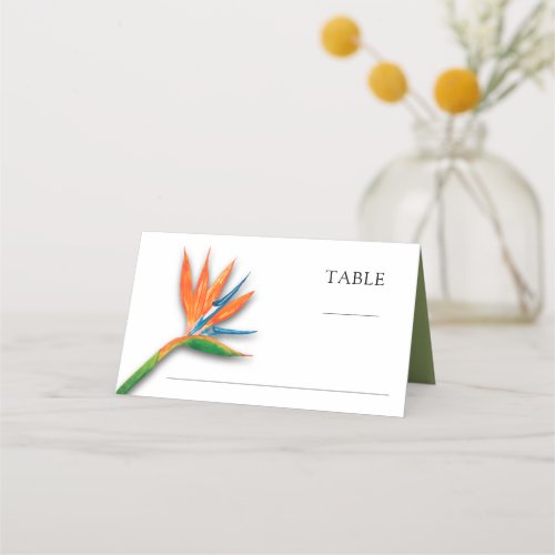 Tropical Bird of Paradise Botanical Wedding Place Card