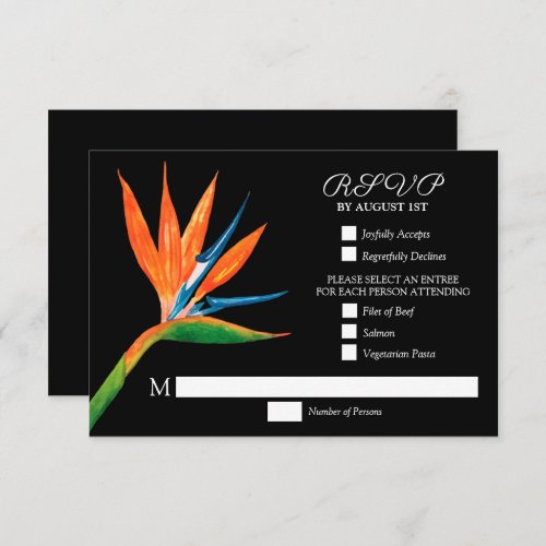 Tropical Bird of Paradise Botanical Wedding RSVP Card