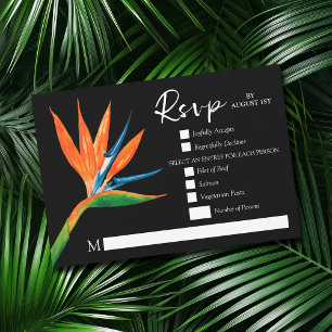 Tropical Bird of Paradise Botanical Wedding RSVP Card