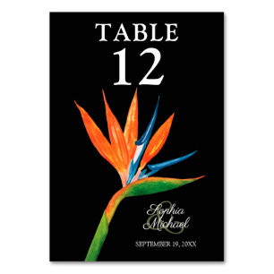 Tropical Bird of Paradise Botanical Wedding Table Number