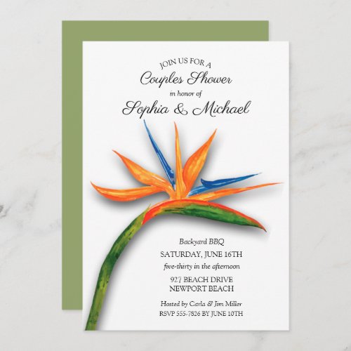 Tropical Bird of Paradise Couples Bridal Shower Invitation