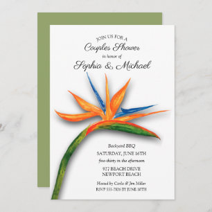 Tropical Bird of Paradise Couples Shower Invites