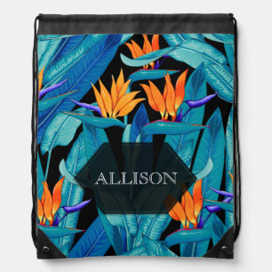 Tropical Bird of Paradise Drawstring Bag