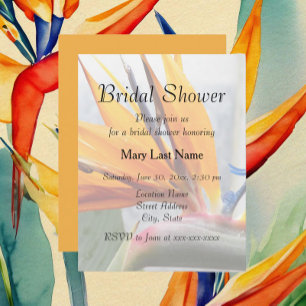 Tropical Bird of Paradise Floral Bridal Shower Invitation