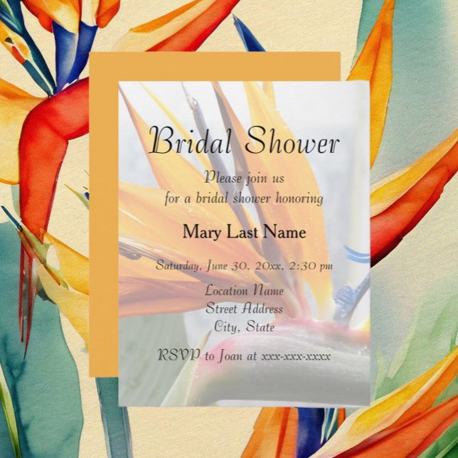 Tropical Bird of Paradise Floral Bridal Shower Invitation (In Situ Tropical)