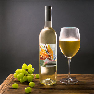 Tropical Bird of Paradise Floral Bridal Shower Wine Label