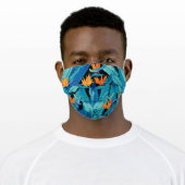 Tropical Bird of Paradise Floral Pattern Adult Cloth Face Mask (Worn)