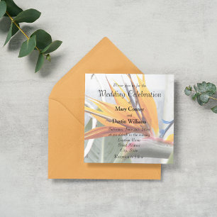 Tropical Bird of Paradise Floral Wedding Invitation