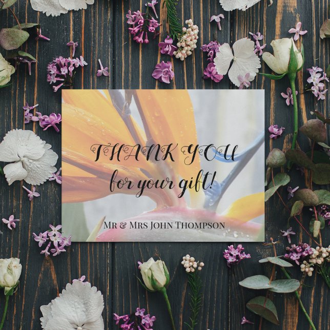 Tropical Bird of Paradise Floral Wedding Thank You Note Card (In Situ Wedding)