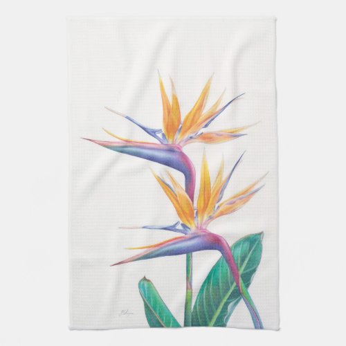 Tropical Bird of Paradise Flower Tea Towel