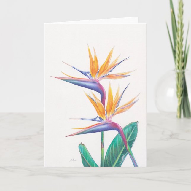 Tropical Bird of Paradise Flowers Greeting Card (Front)