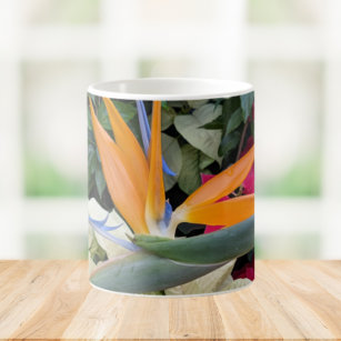 Tropical Bird of Paradise Plant and Poinsettias Coffee Mug