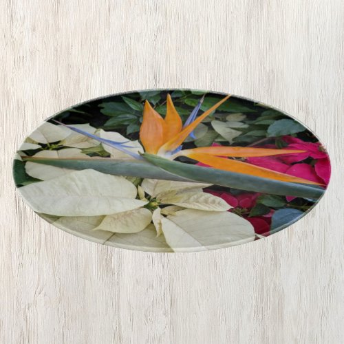 Tropical Bird of Paradise Plant and Poinsettias Cutting Board