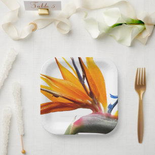 Tropical Bird of Paradise Plant Floral Paper Plates
