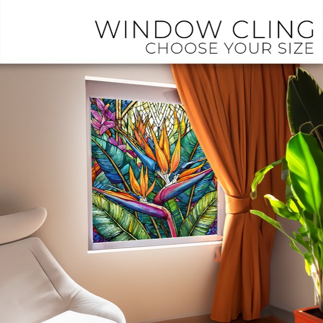 Tropical Bird of Paradise Stained glass art Window Cling (Creator Uploaded)