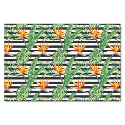 Tropical Bird of Paradise Stripes Tissue Paper