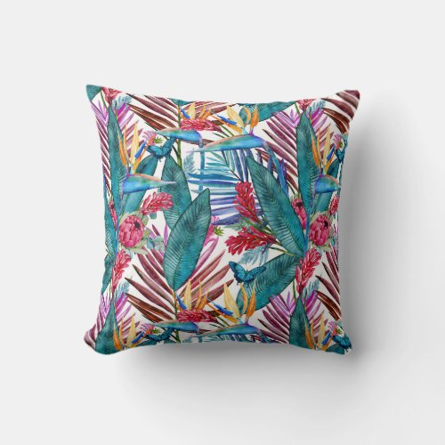 Tropical Bird Of Paradise Throw Pillow