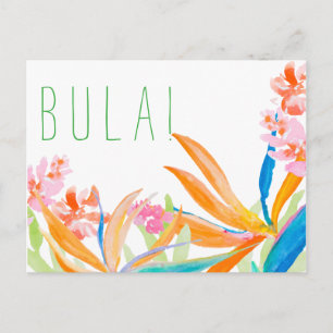 Tropical Bird Of Paradise Watercolor Bula! Fiji Postcard