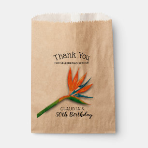 Tropical Bird of Paradise Watercolor Floral Favor Bag