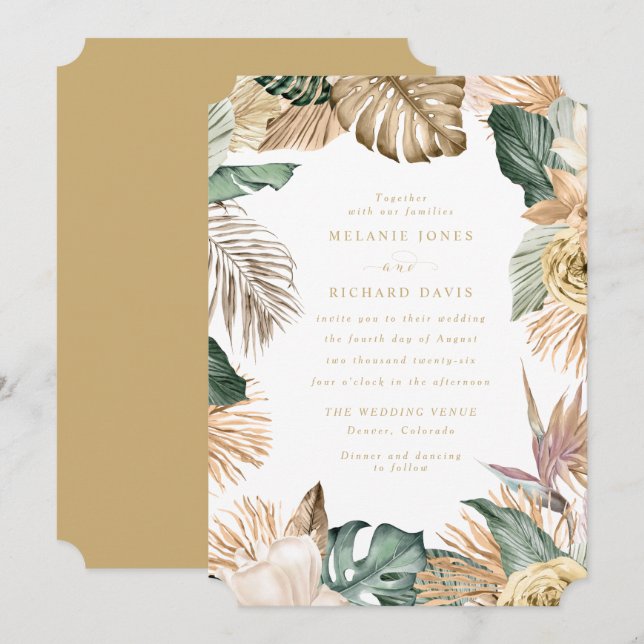 Tropical Bird of Paradise Wedding Invitation (Front/Back)