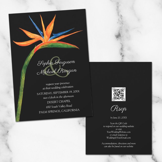 Tropical Bird of Paradise Wedding Invitations (Creator Uploaded)