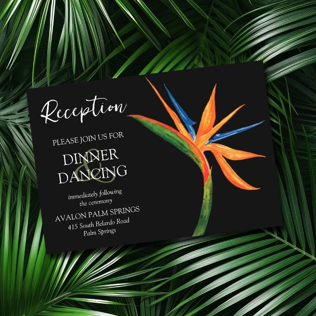 Tropical Bird of Paradise Wedding Reception Cards (Tropical bird of paradise wedding reception cards)