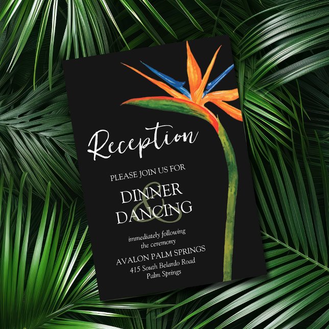 Tropical Bird of Paradise Wedding Reception Cards (Creator Uploaded)