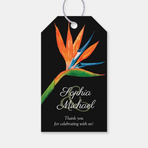 Tropical Bird of Paradise Wedding Thank You Gift Tags