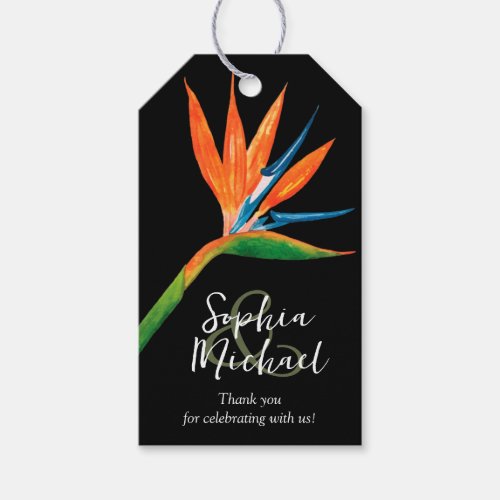 Tropical Bird of Paradise Wedding Thank You Gift Tags