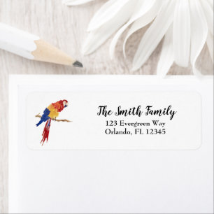 Tropical Bird Parrot Painting Return Address Label