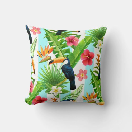 Tropical Bird pattern Throw Pillow