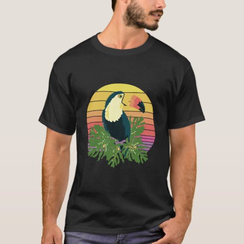 Tropical Bird Retro Sunset Toucan T_Shirt