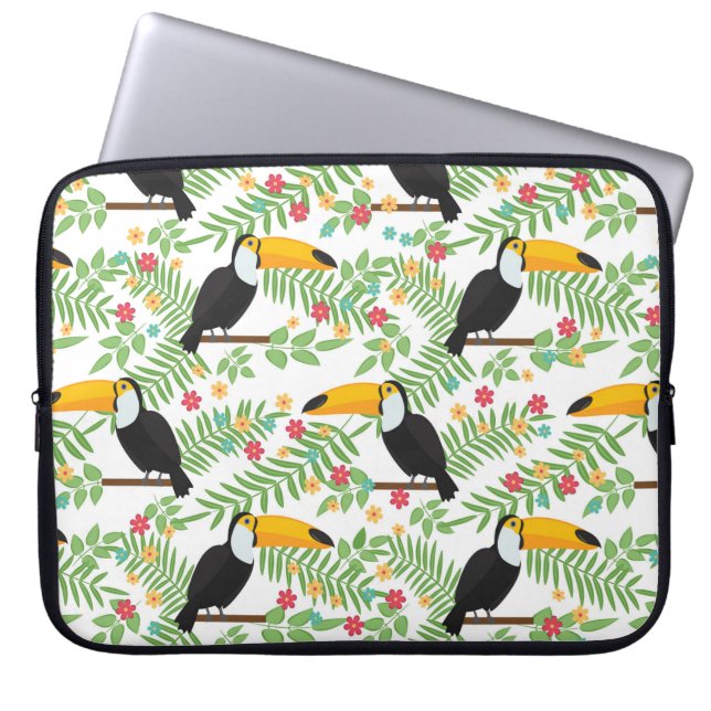 Tropical bird seamless pattern background. Toucan  Laptop Sleeve (Front)