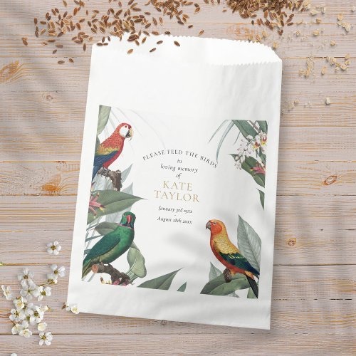 Tropical Bird Seed Packet Funeral Memorial Favor Bag