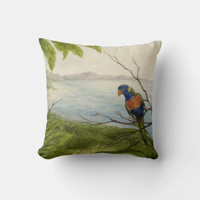 Tropical Bird Throw Pillow (Front)