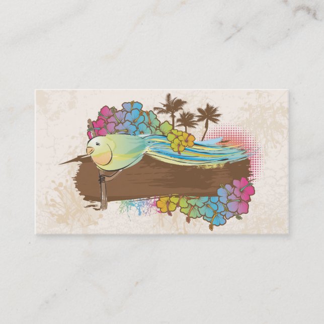 tropical bird with banner business card (Front)
