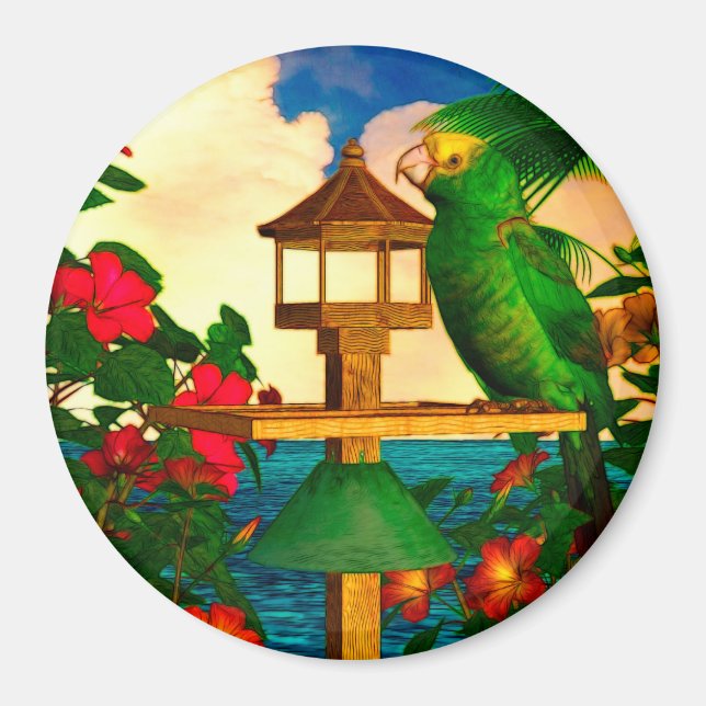 Tropical Birds 1 "Parrots" Magnet (Front)