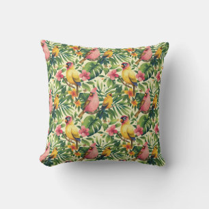 Tropical Birds and Butterflies Home Decor Pillow