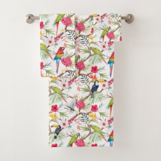 Tropical Birds And Flowers