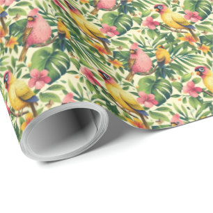 Tropical Birds and Flowers Gift Wrapping Paper