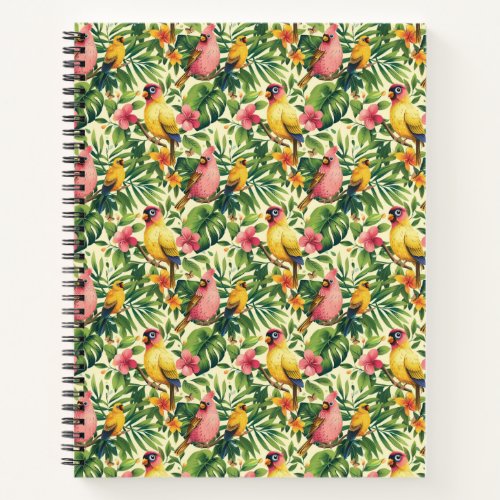 Tropical Birds and Flowers Spiral Notebook